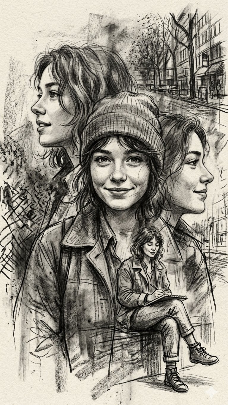 Charcoal & Graphite Sketch of a Young Woman