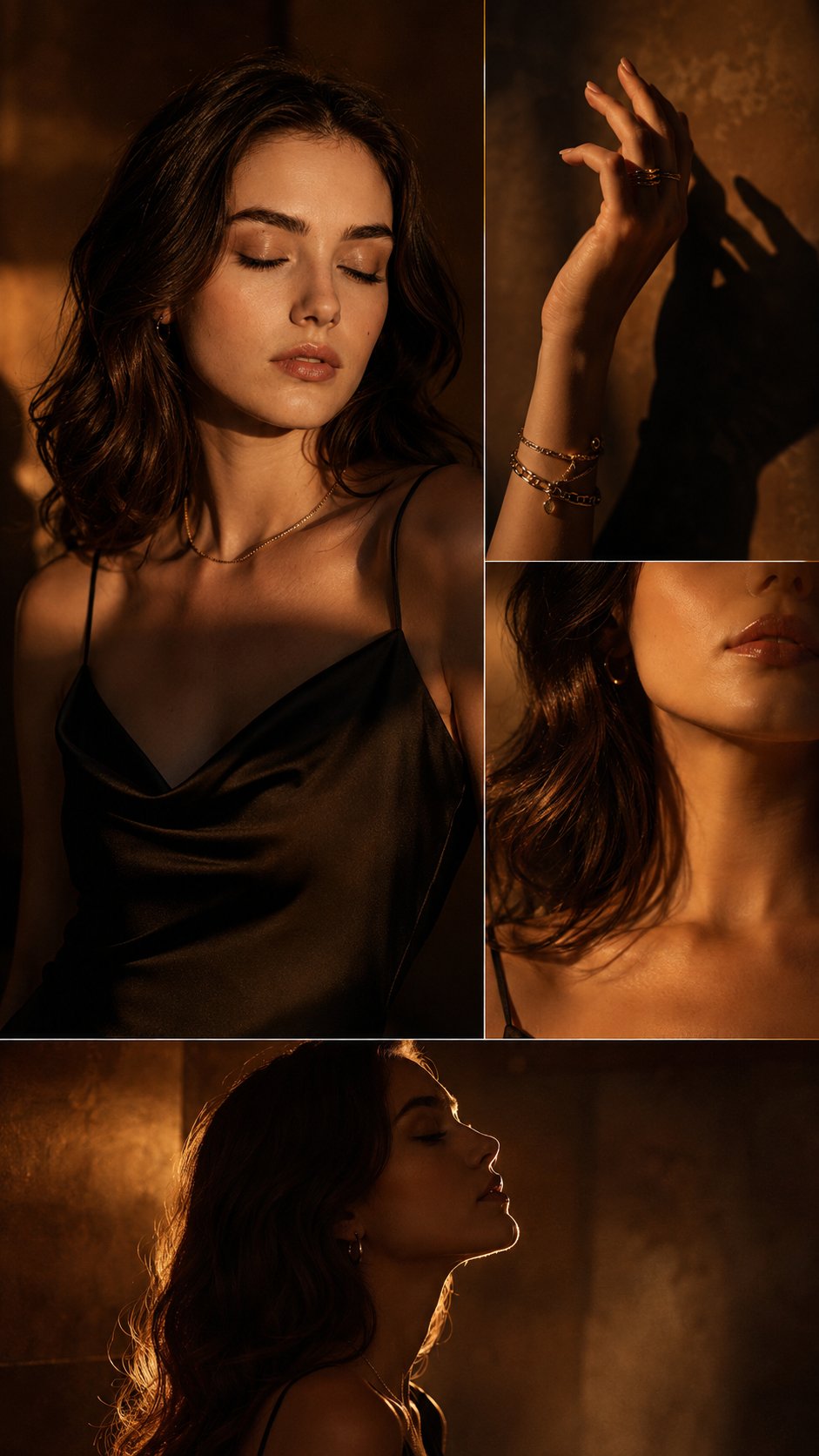 Moody Luxury Fashion Portrait Collage
