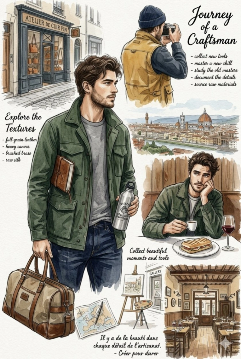 Watercolor Travel & Craftsmanship Mood Board
