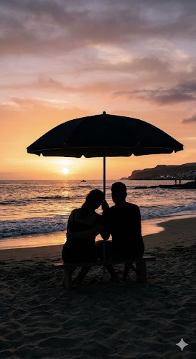Romantic Beach Sunset Silhouette