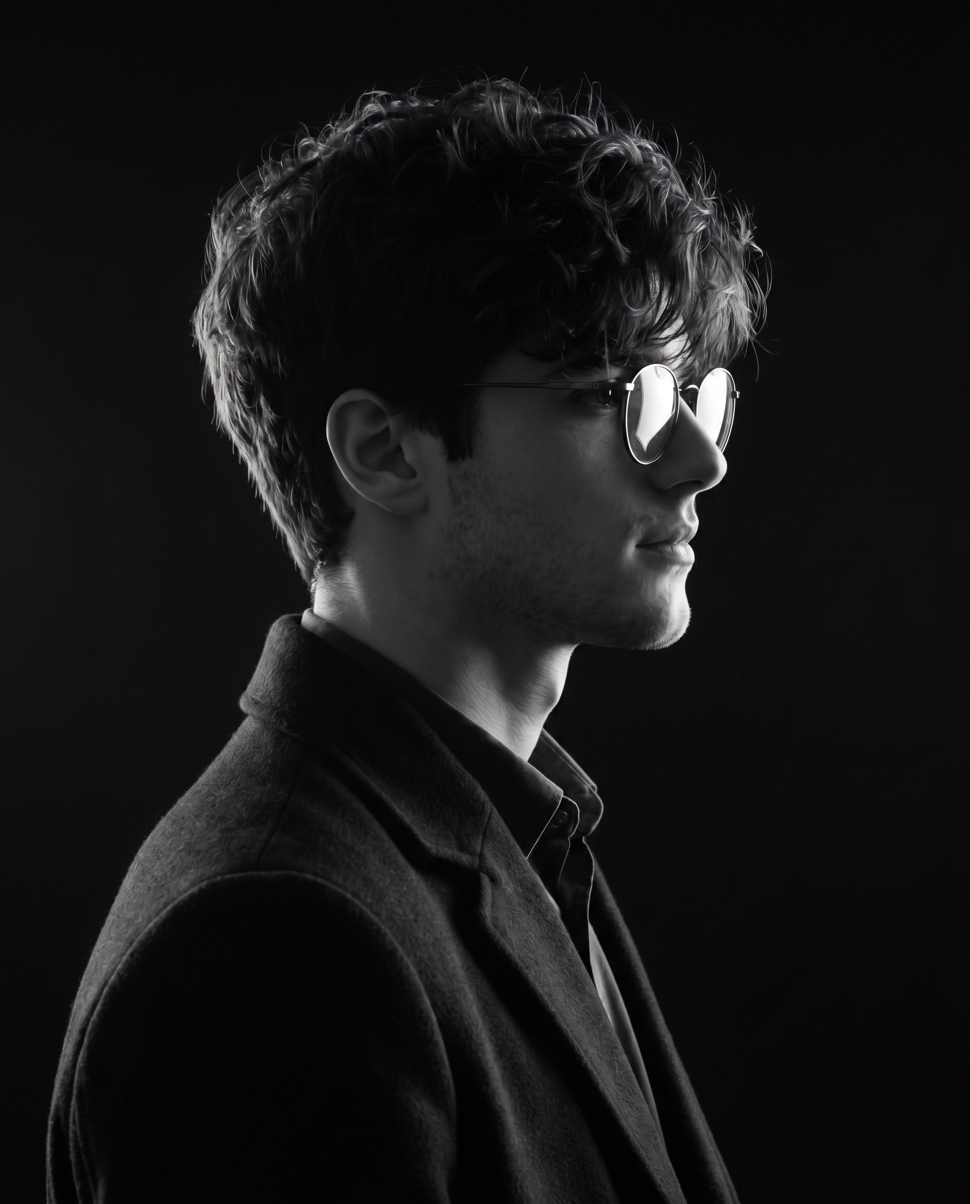 Monochrome Side-Profile Portrait