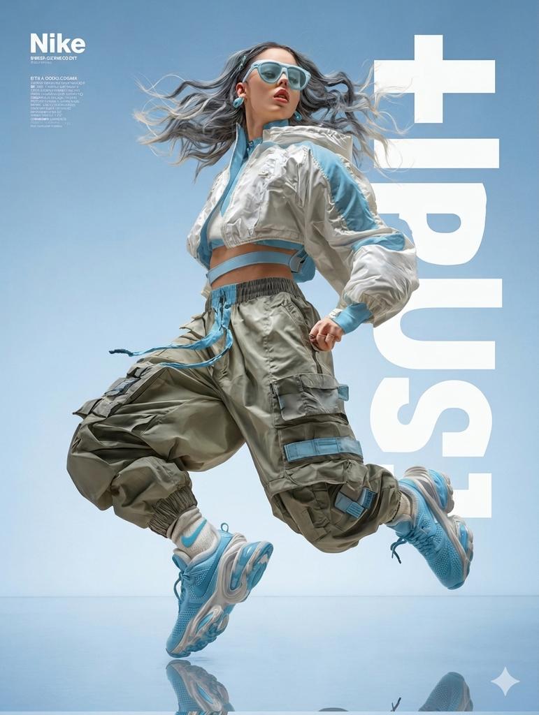 High-Fashion Nike Athlete in Dynamic Leap