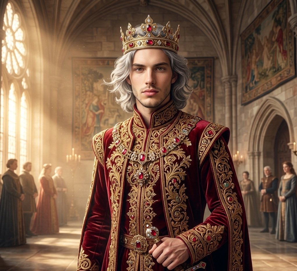 Handsome Prince in Ornate Royal Outfit